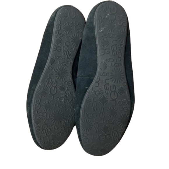 UGG AUSTRALIA Alloway 1001632 Black Suede Sheepskin Slippers Flats sz 5.5 - EUC - Picture 7 of 9